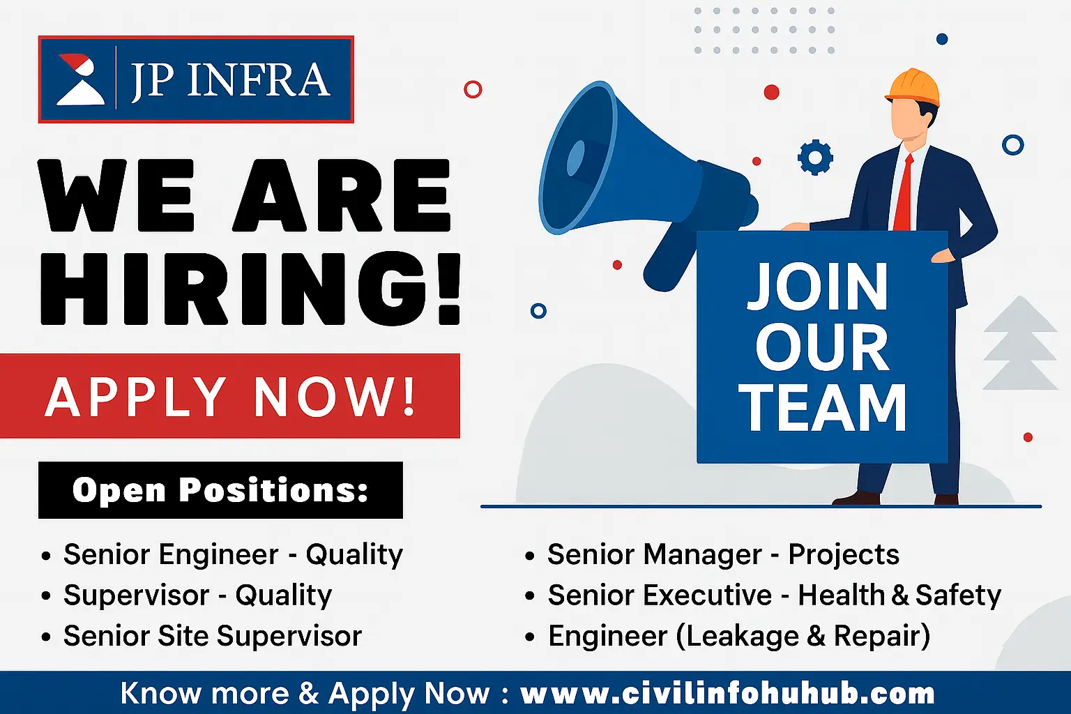 Latest JP Infra hiring notification for engineers and supervisors