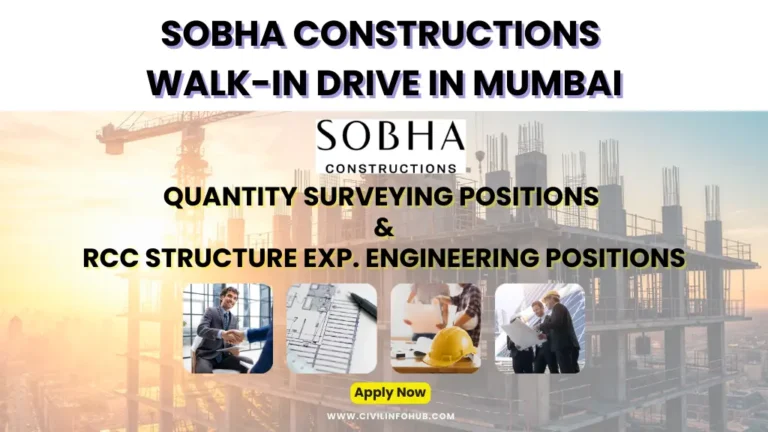 Quantity Surveying Jobs at Sobha Constructions Walk-in Drive 2025