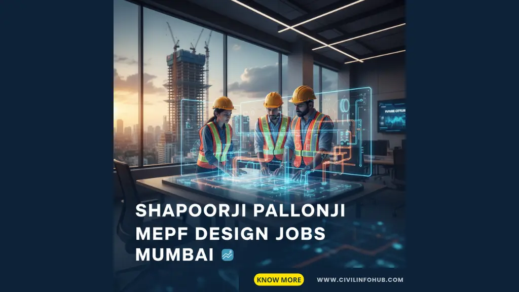 Career spotlight banner for Shapoorji Pallonji MEPF Design job openings in Mumbai featuring roles for Senior Engineer and DGM in HVAC, Electrical, and PHE/ELV