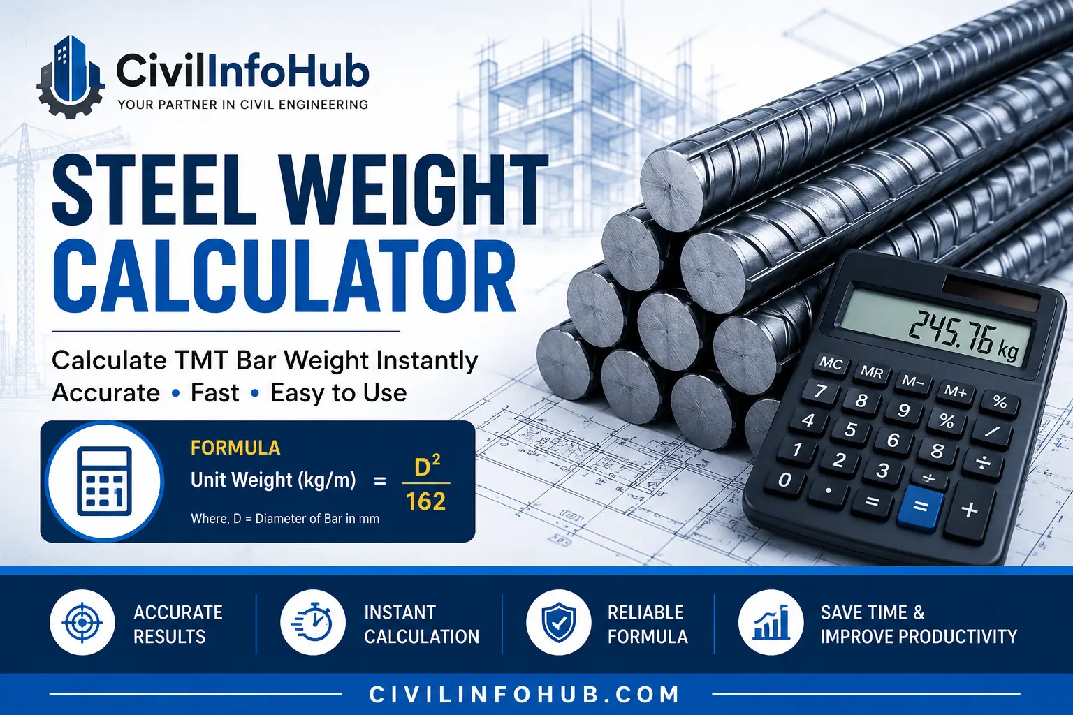 Steel Weight Calculator for TMT Bars – Calculate Steel Bar Weight Online